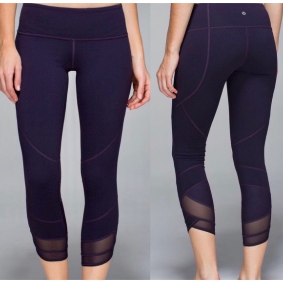 lululemon athletica Pants - Lululemon Emerge Renewed Crop Purple Mesh Luon